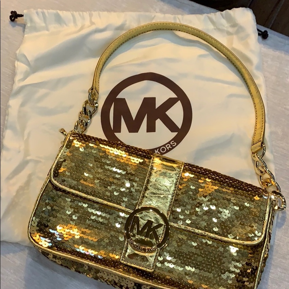 MK Gold Sequin Purse